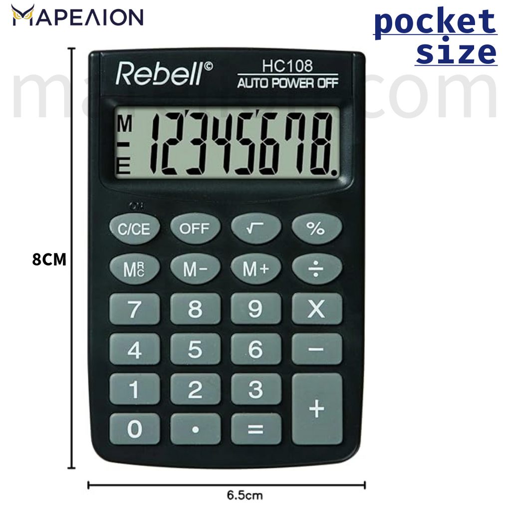 Rebell RE-HC108 Pocket Calculator 8 Digit LCD Display for Children & Students - Αριθμομηχανή Υπολογιστική Μηχανή Τσέπης