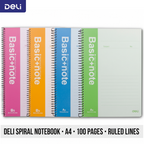 Deli A4 Spiral Soft Cover Ruled Notebook 80 / 100 Sheets - Τετράδιο Σπίραλ Γραμμές - σε 4 Χρωματισμούς