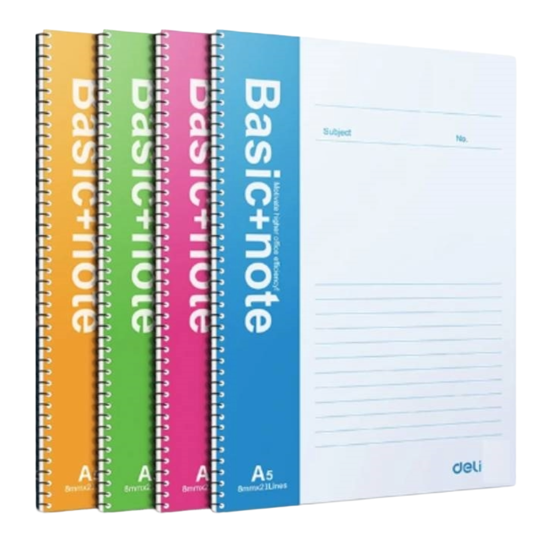 Deli A4 Spiral Soft Cover Ruled Notebook 80 / 100 Sheets - Τετράδιο Σπίραλ Γραμμές - σε 4 Χρωματισμούς