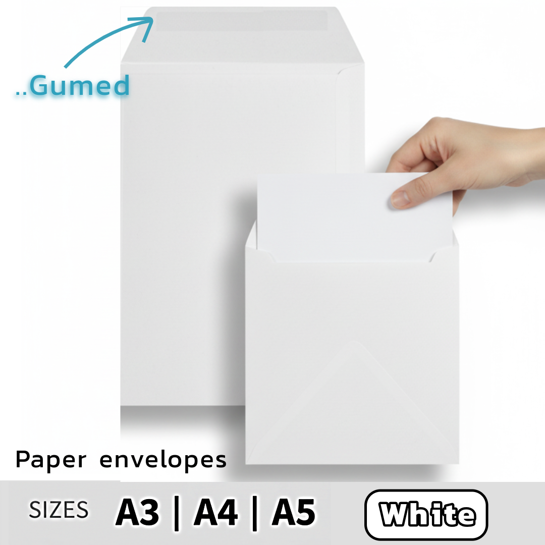 White Paper Envelopes packs A3 / A4 / A5 sizes with gum - Άσπροι Φάκελοι Αλληλογραφίας