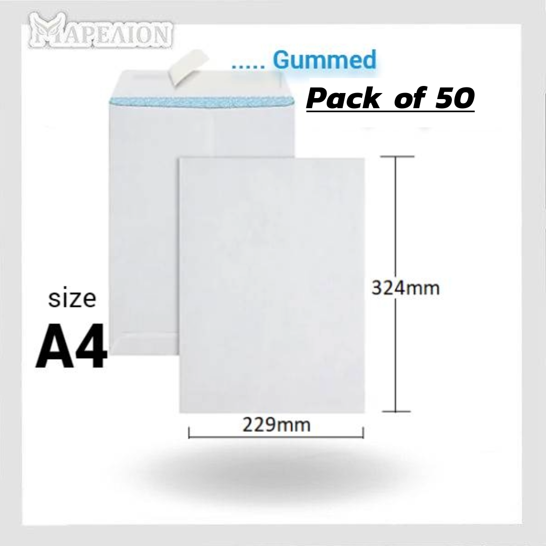 White Paper Envelopes packs A3 / A4 / A5 sizes with gum - Άσπροι Φάκελοι Αλληλογραφίας