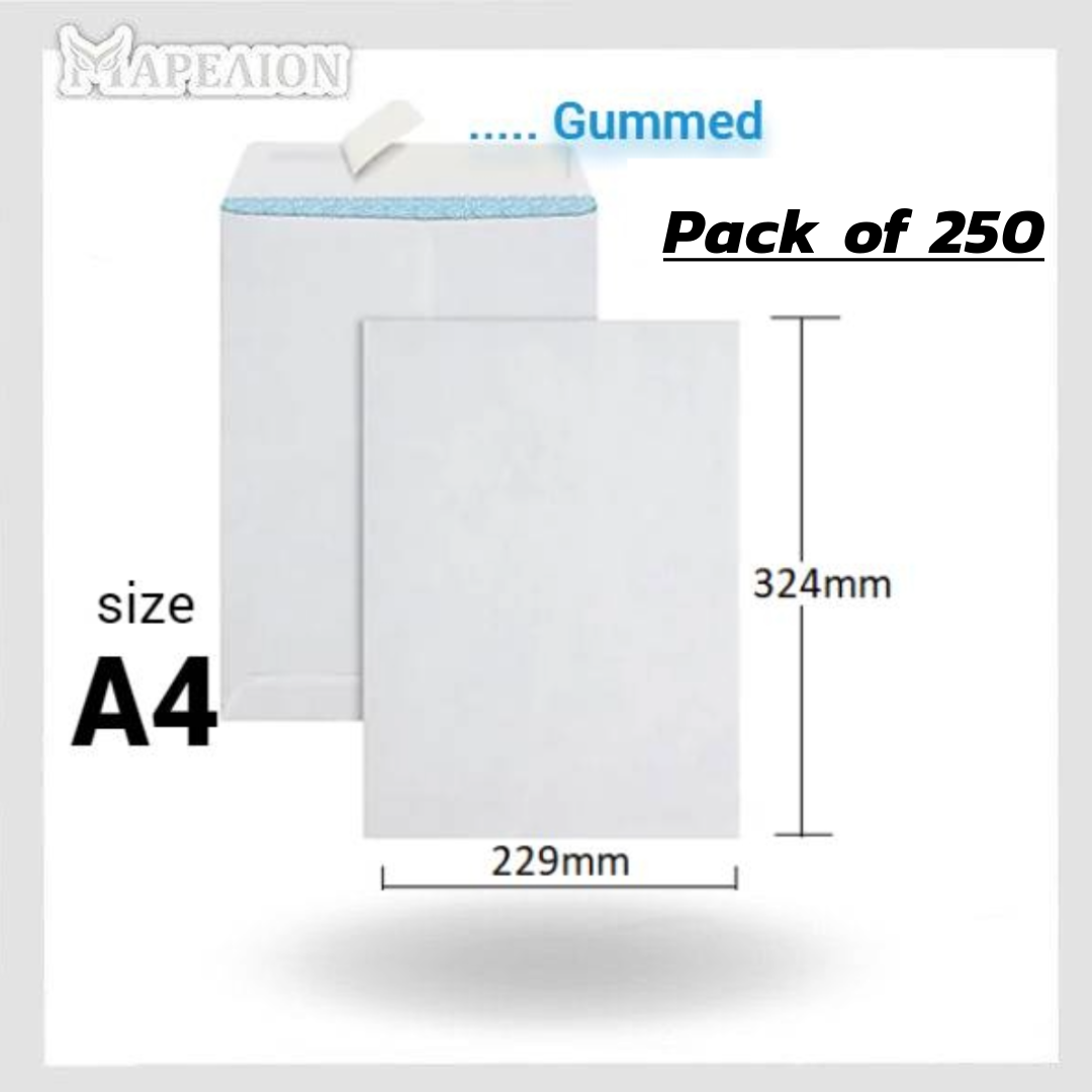 White Paper Envelopes packs A3 / A4 / A5 sizes with gum - Άσπροι Φάκελοι Αλληλογραφίας