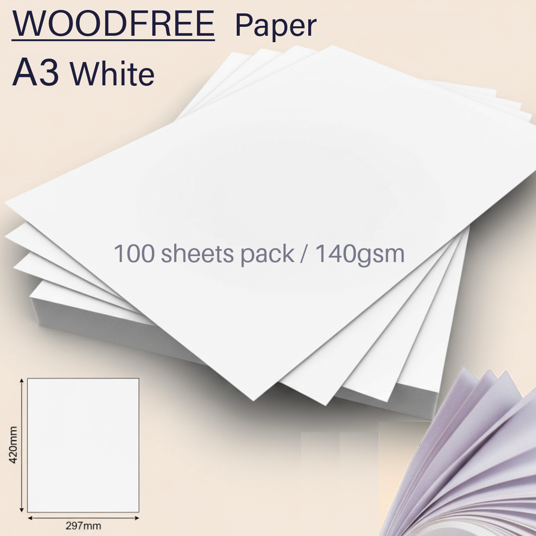 Woodfree Paper A3 White 140gsm 100 Sheets 420x297mm - Χαρτί Ζωγραφικής Νηπιαγωγείο