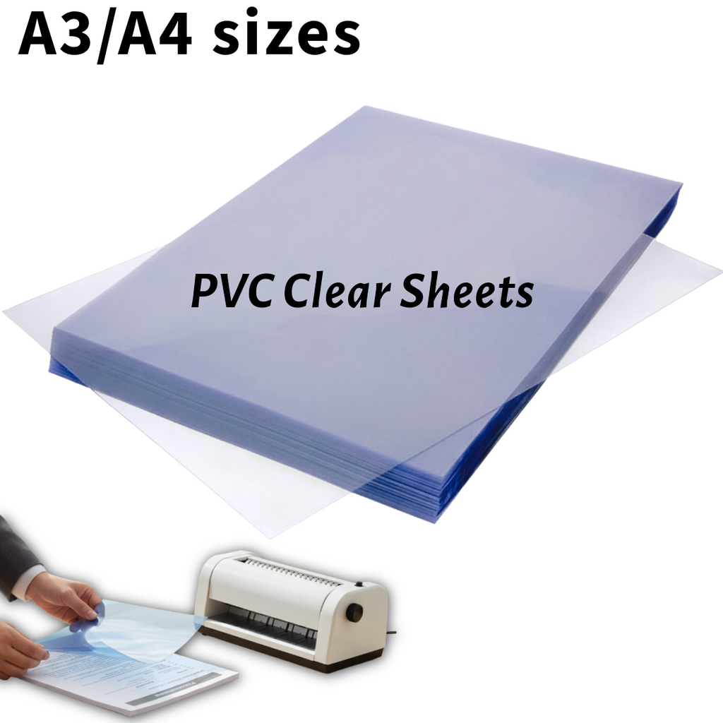 Clear PVC Sheets A4 / A3 sizes, 200 Micron x100 Pack, Spiral cover and Binding - Διαφάνειες Σπιράλ