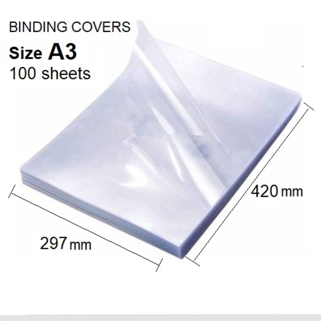 Clear PVC Sheets A4 / A3 sizes, 200 Micron x100 Pack, Spiral cover and Binding - Διαφάνειες Σπιράλ