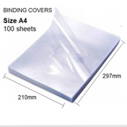 Clear PVC Sheets A4 / A3 sizes, 200 Micron x100 Pack, Spiral cover and Binding - Διαφάνειες Σπιράλ