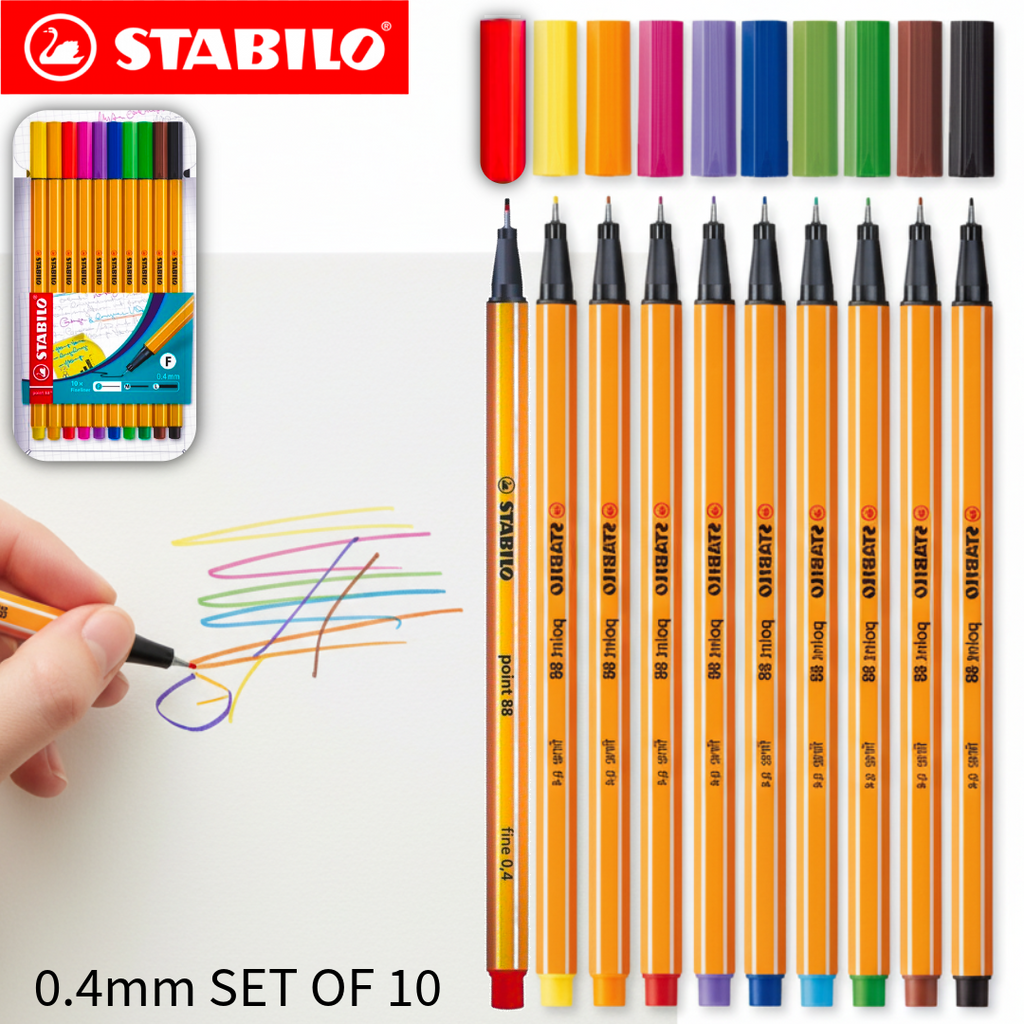 Stabilo Fineliner 0.4mm Set of 10 Pen Point 88 - Πέννακια Ζωγραφικής Art