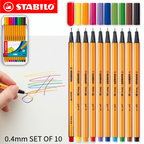 Stabilo Fineliner 0.4mm Set of 10 Pen Point 88 - Πέννακια Ζωγραφικής Art