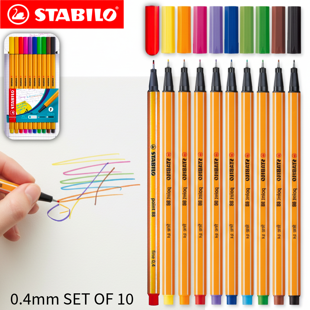Stabilo Fineliner 0.4mm Set of 10 Pen Point 88 - Πέννακια Ζωγραφικής Art