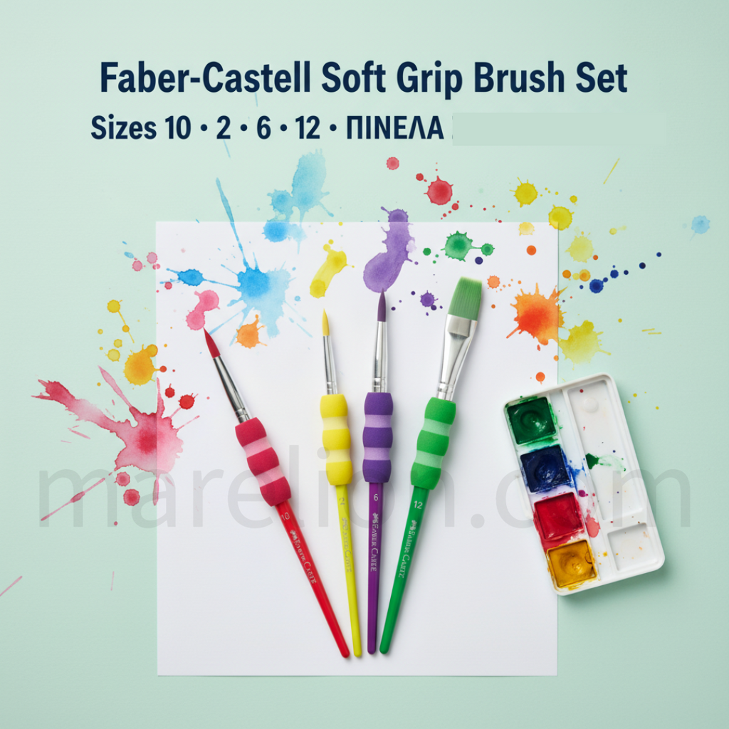 Faber-Castell Soft Grip Brush Set 4 Basic - Πινέλο Ζωγραφικής Φρουτάκια