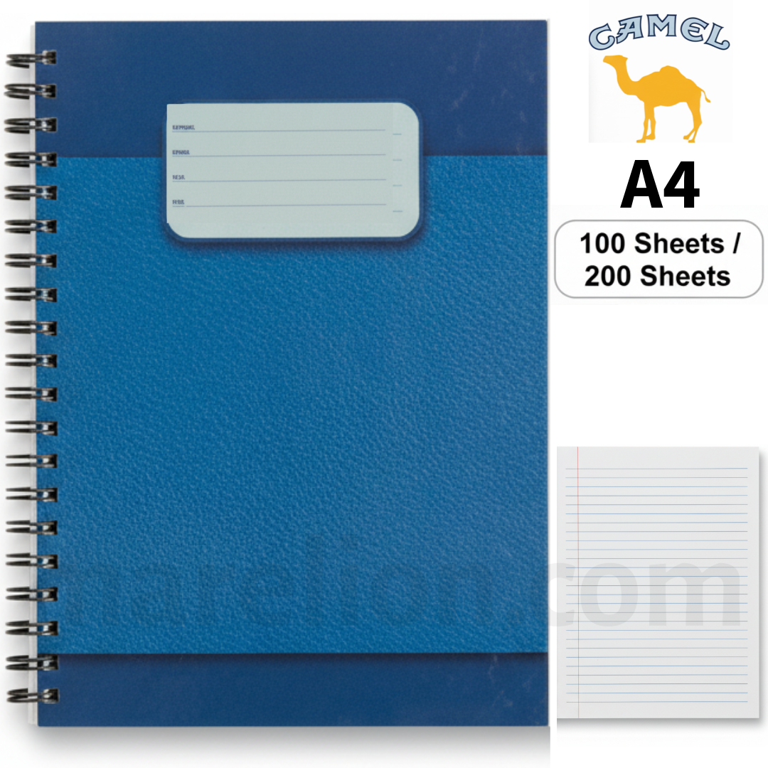Camel A4 Spiral Hard Cover Notebook 100 | 200 Sheets (200-400 Pages) - Τετράδιο Σπιράλ Α4