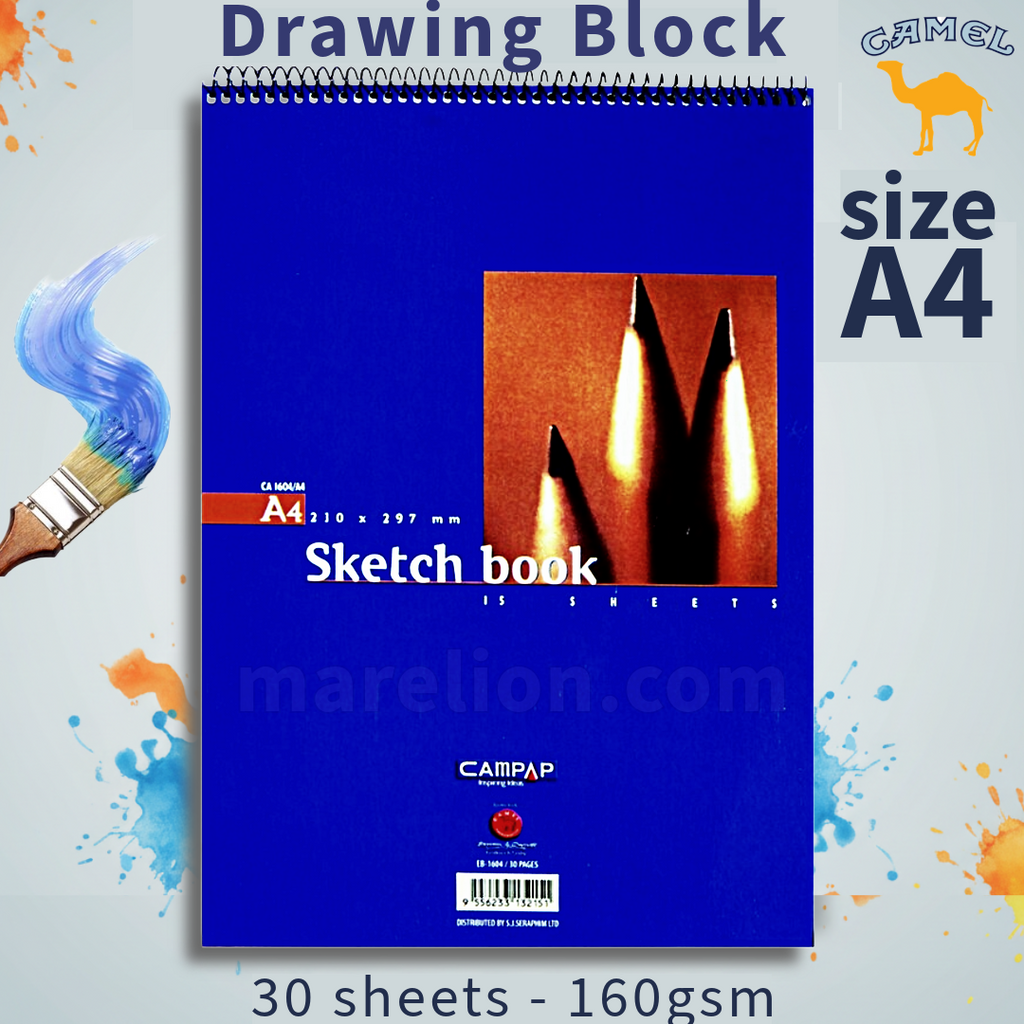 Camel A4 Spiral Drawing Block 30 Sheets 160gsm - Τετράδιο Ζωγραφικής Α4 Σπιράλ 30x21cm