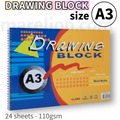 A3 Spiral Drawing Block 24 Sheets 110gsm - Τετράδιο Ζωγραφικής Α3 Σπιράλ 42x30cm
