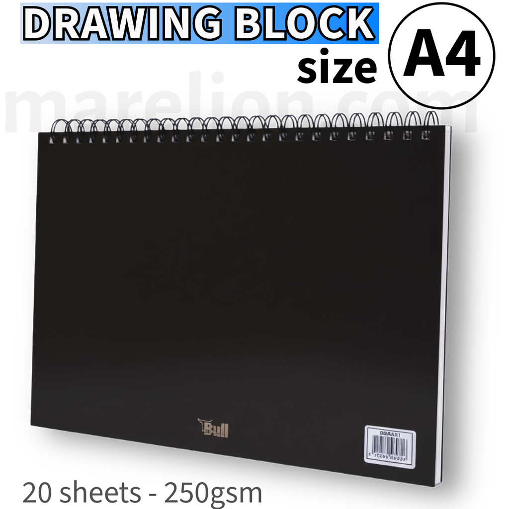 Bull Spiral Drawing Block 20 Sheets 250gsm Hard Cover - Τετράδιο Ζωγραφικής Σπιράλ 30.5x23cm