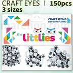 Googly Eyes Mixed Sizes 150pcs 6mm 8mm 10mm - Ματάκια Χειροτεχνίας Κινούμενα DIY
