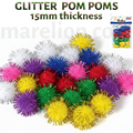 Glitter Pom Poms 15mm Set 30pcs 11 Colours - Πομ Πομ Glitter Χειροτεχνία DIY