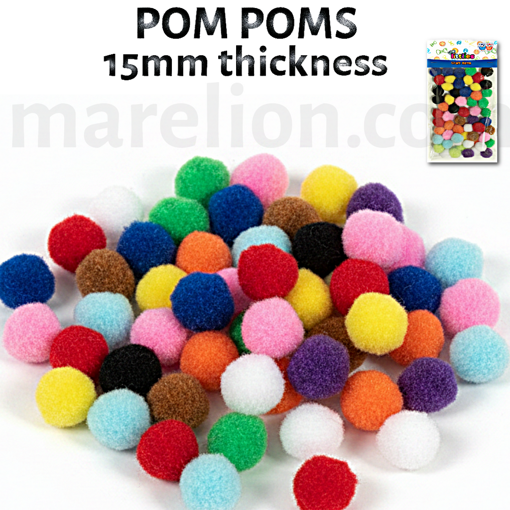 Pom Poms 15mm, Set 60pcs Multicolour - Πομ Πομ Χειροτεχνία DIY