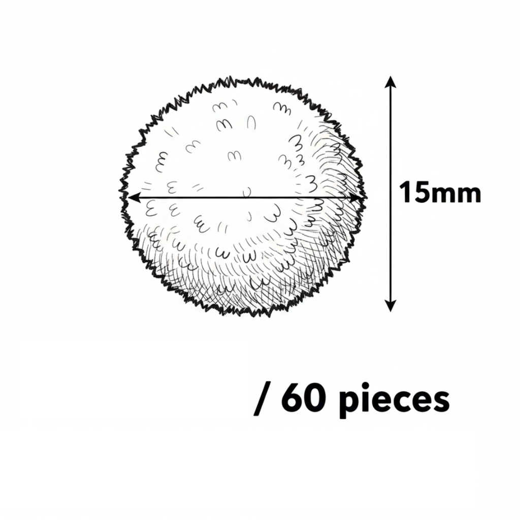 Pom Poms 15mm, Set 60pcs Multicolour - Πομ Πομ Χειροτεχνία DIY
