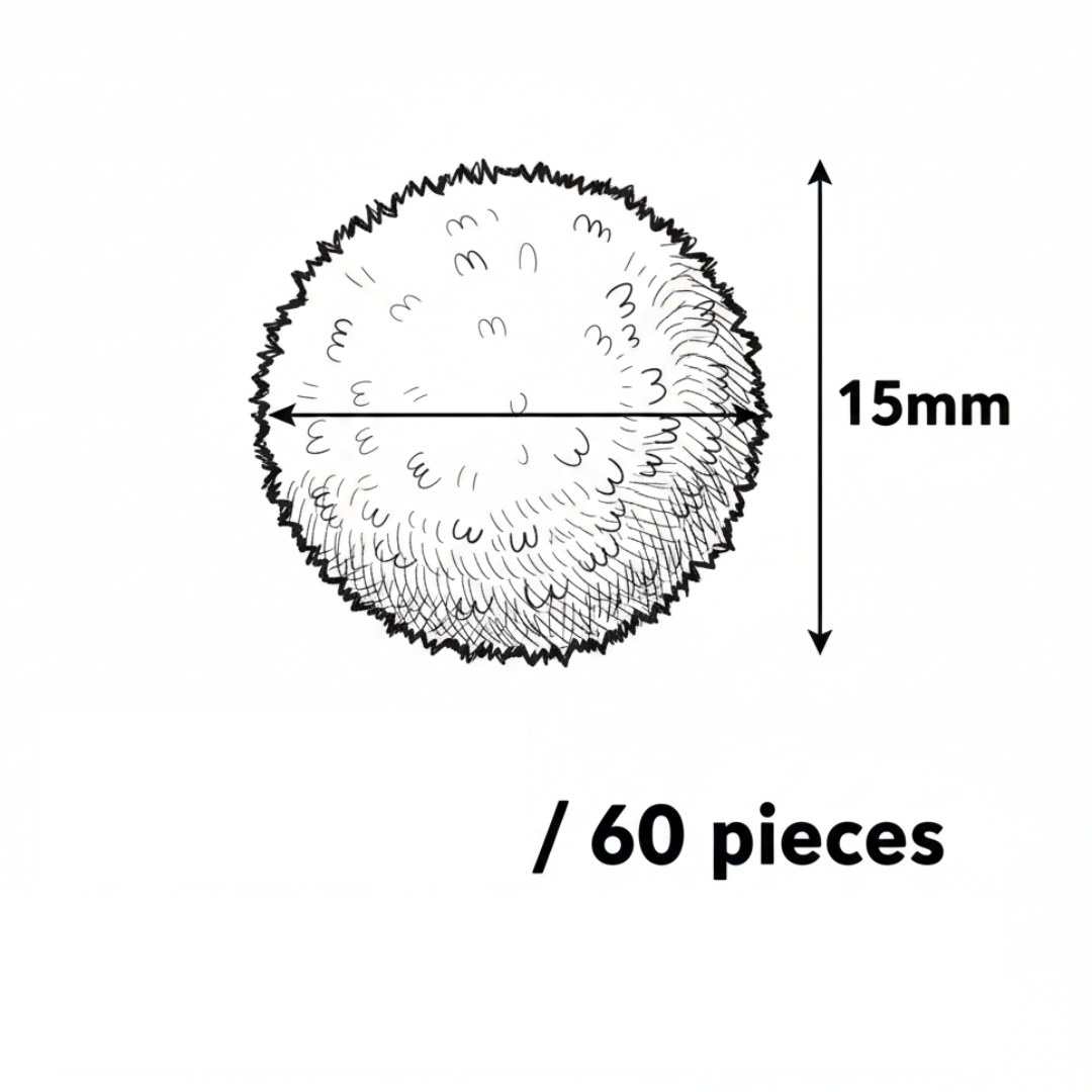 Pom Poms 15mm, Set 60pcs Multicolour - Πομ Πομ Χειροτεχνία DIY