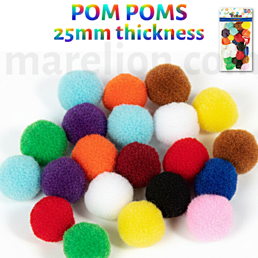Pom Poms 25mm Set 25pcs Multicolour - Πομ Πομ Χειροτεχνία DIY