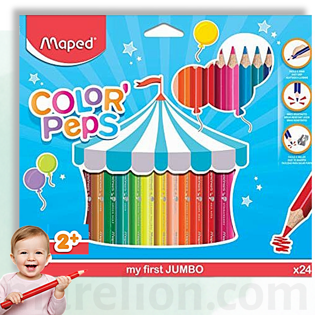 Maped Color Peps Jumbo Colouring Pencils, 10mm thickness, Set 24 - Ξυλομπογιές Jumbo 24 Χρωμάτων