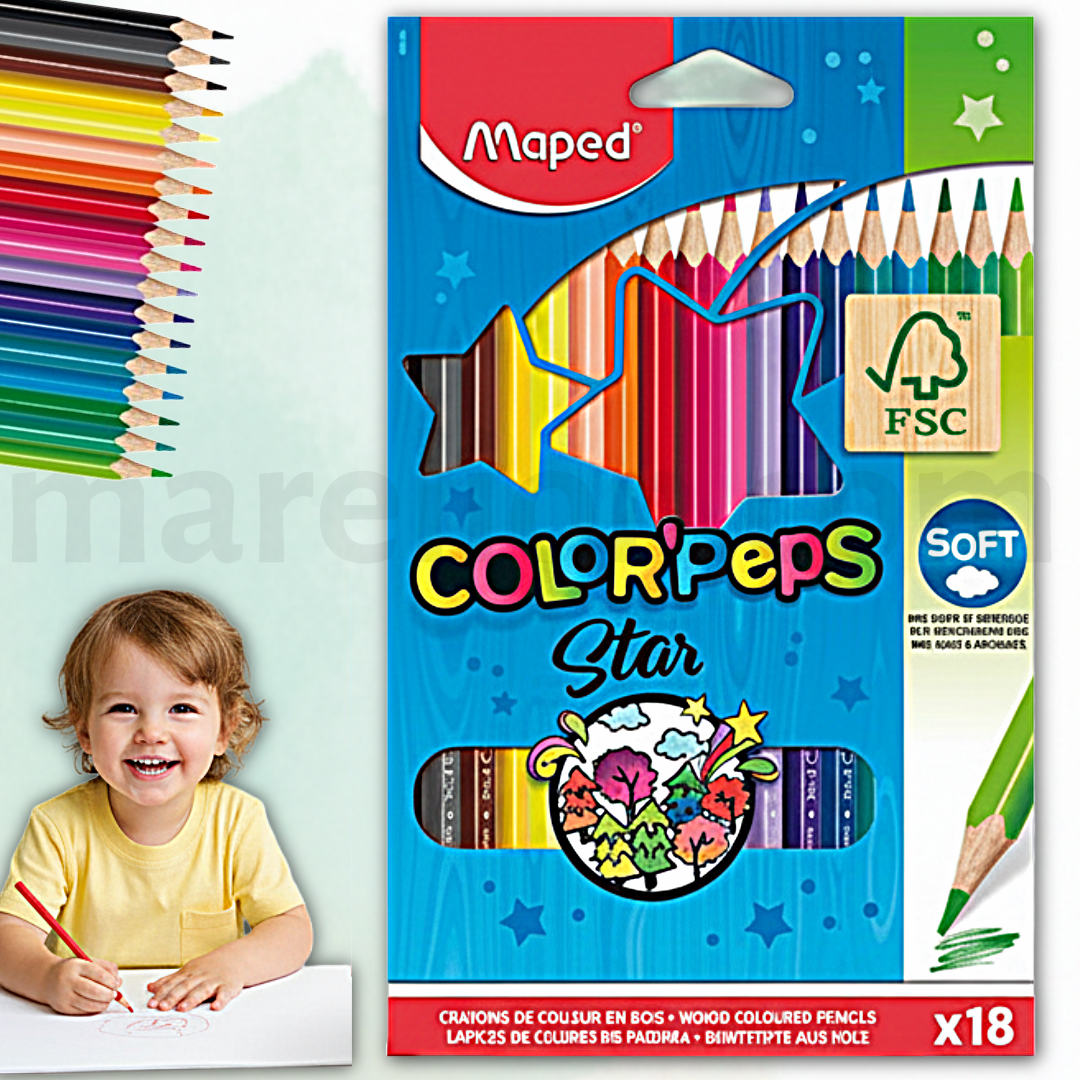 Maped Color Peps Triangular Colouring Pencils Set 18 - Ξυλομπογιές 18 Τεμαχίων