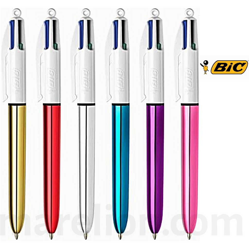 BIC 4 Colours Shine Ballpoint Pens 1.0mm Tip Assorted Metallic Barrels - Στυλό 4 Χρωμάτων Μεταλλικό