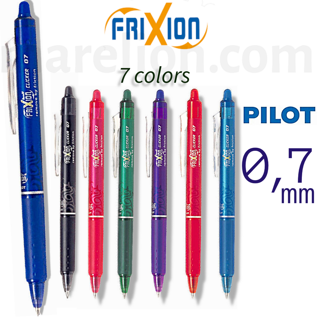 Pilot FriXion Clicker Erasable Gel Pen 0.7mm Assorted Colors - Refillable - Στυλό Gel που Σβήνει σε 7 Χρώματα