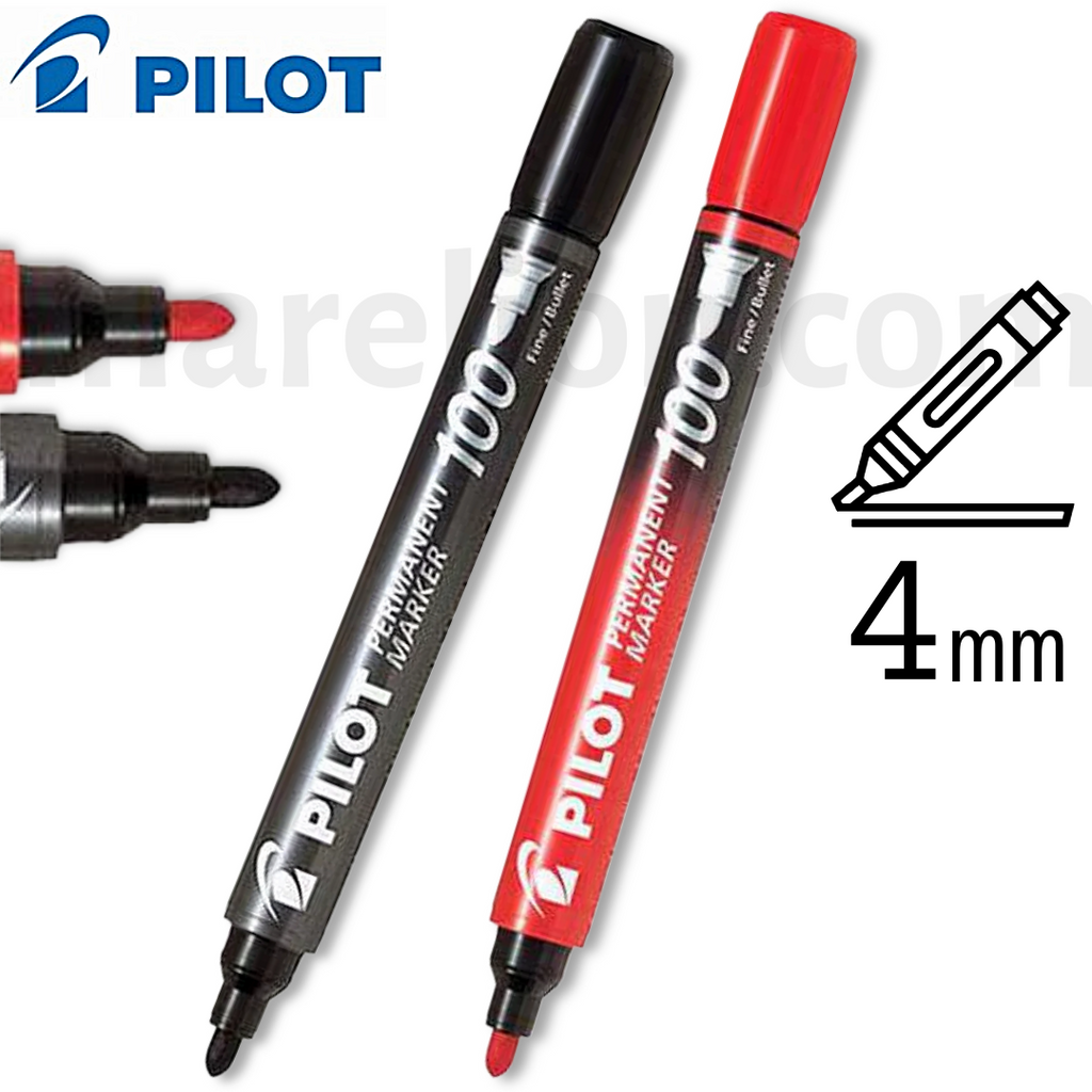 Pilot Permanent Marker Fine Bullet Tip Black | Red - Μαρκαδόρος Ανεξίτηλος Λεπτός