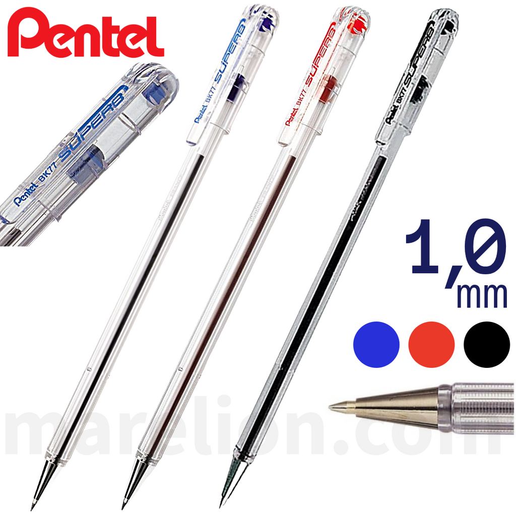 Pentel Superb Ballpoint Pen 0.7mm, Blue | Red | Black - BK77 - Στυλό Διαρκείας 3 Χρώματα