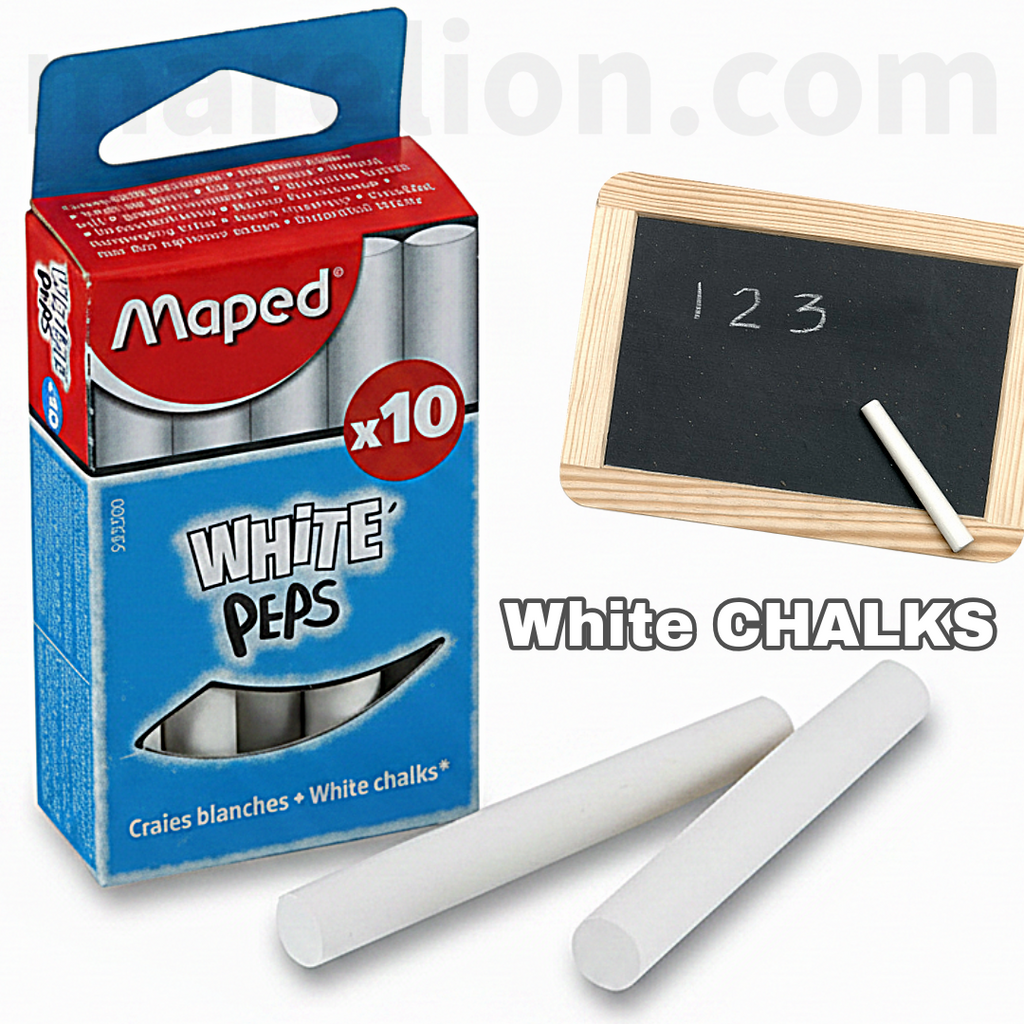Maped White Chalks 10pcs for Blackboard - Άσπρες Κιμωλίες, Κουτί 10 Τεμαχίων