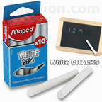 Maped White Chalks 10pcs for Blackboard - Άσπρες Κιμωλίες, Κουτί 10 Τεμαχίων