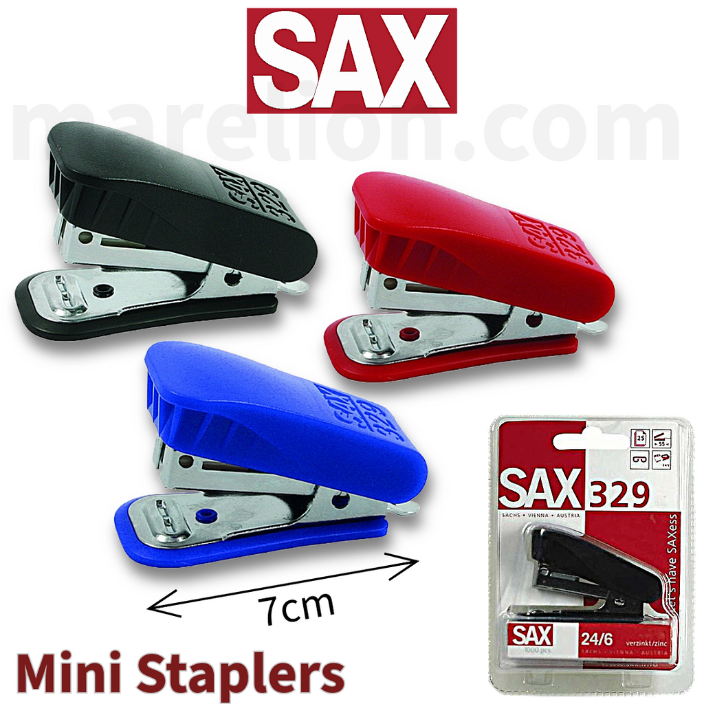 SAX 329 Mini Stapler 25 Sheets with Built-in Staple Remover, 7cm Long - Μίνι Συρραπτικό με Αποσυρραπτικό