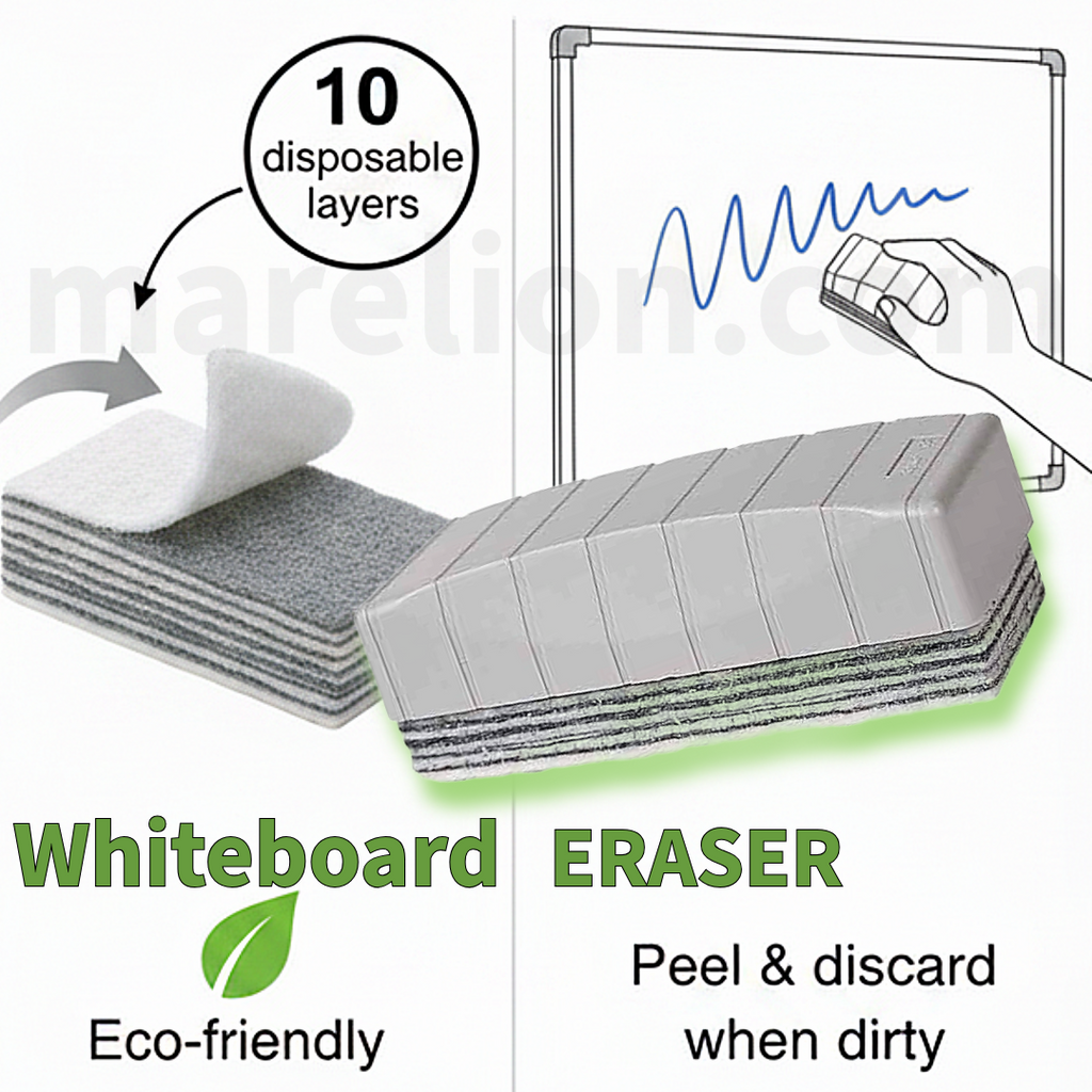 Cox WhiteBoard Eraser with 10 Refills, BIG (13cm Long) - Σπόγγος Ασπροπίνακα με 10 Ανταλλακτικά Στρώματα