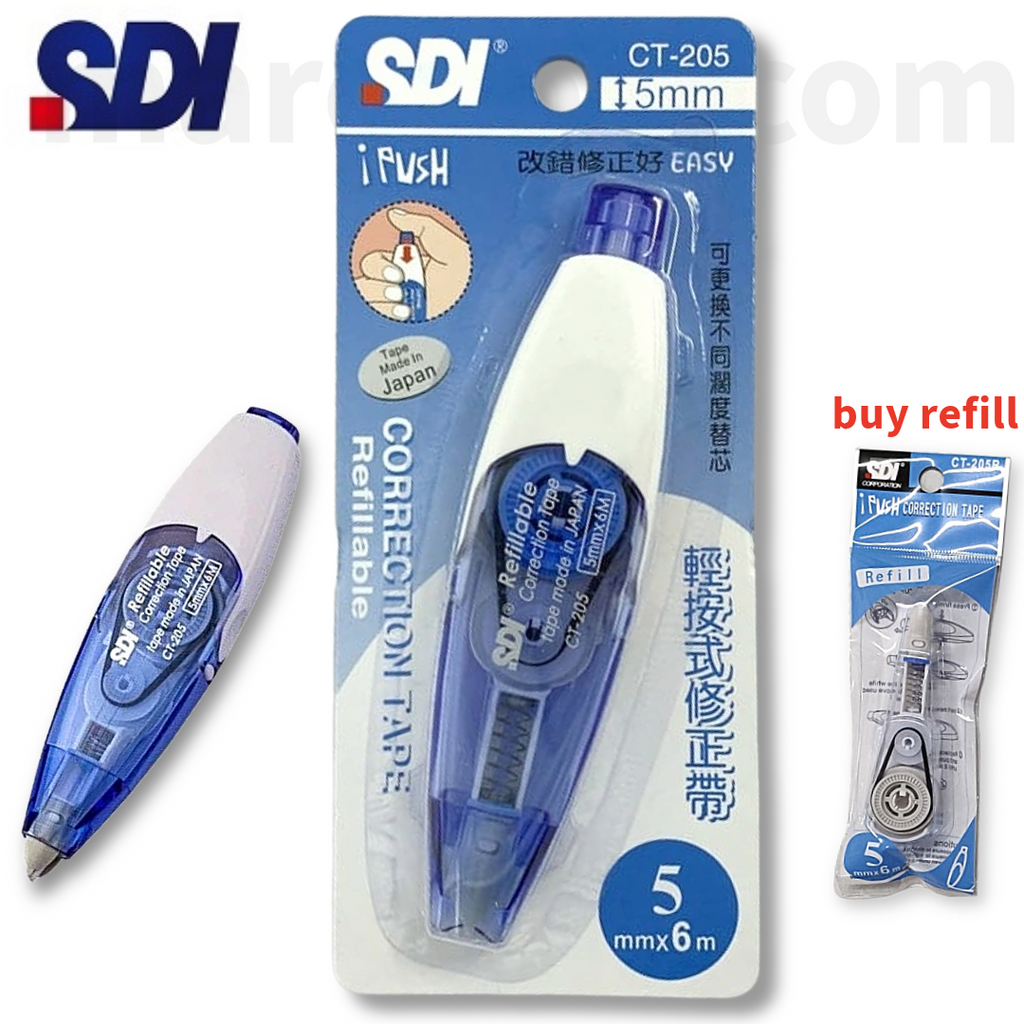 SDI CT-205 Correction Tape Refillable 5mm x 6m - Διορθωτική Ταινία - Διαθέσιμο Ανταλλακτικό