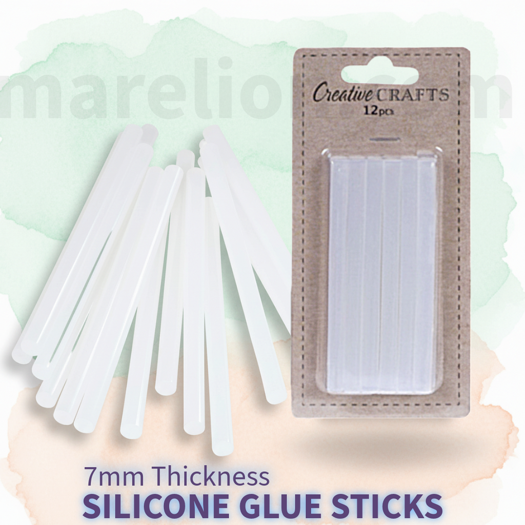 Silicone Glue Sticks 7mm thickness x 100mm long -  Set of 12 for Glue Guns - Ράβδοι Σιλικόνης για το Μικρό Πιστόλι Θερμοκόλλησης
