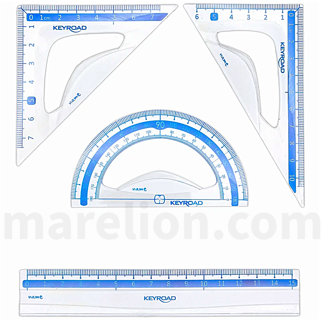 Plastic Geometry Set 4pcs with 15cm Ruler - Σετ Γεωμετρικών Οργάνων Πλαστικό