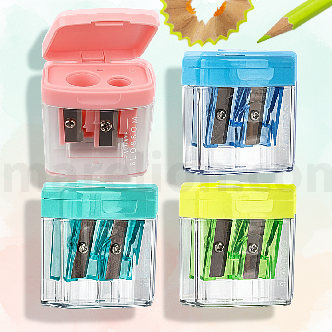 Deli Double Hole Barrel Pencil Sharpener 4 Colours - Ξύστρα Βαρελάκι Διπλή Πλαστική