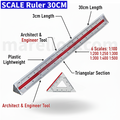 Plastic Scale Ruler 30cm (1:100 1:200 1:250 1:300 1:400 1:500) - Πλαστικός Χάρακας Κλίμακας