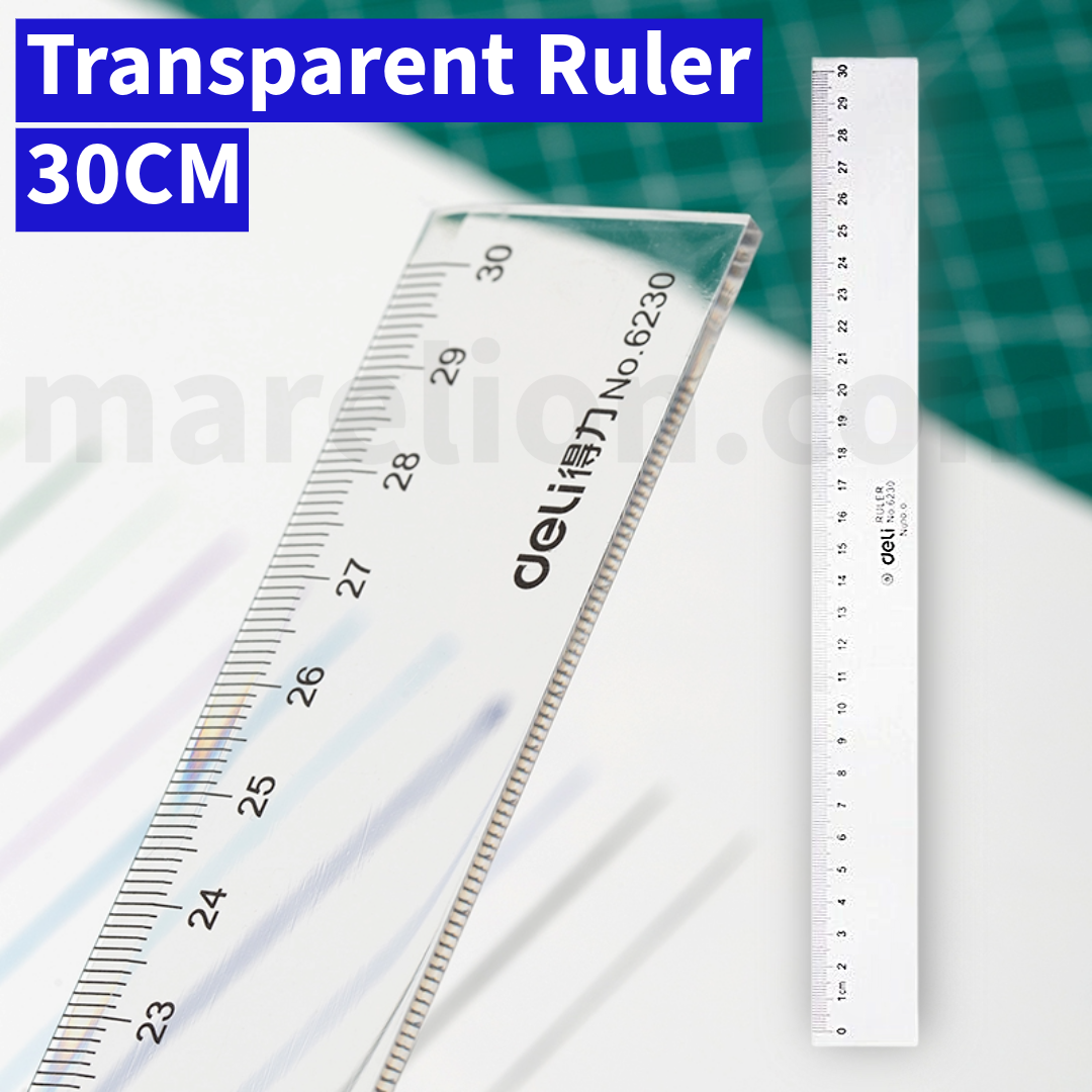 Deli Plastic Ruler 30cm - Πλαστικός Χάρακας Διάφανο