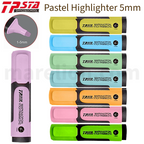 Set of TP Sta pastel highlighters with different colors on a white background.