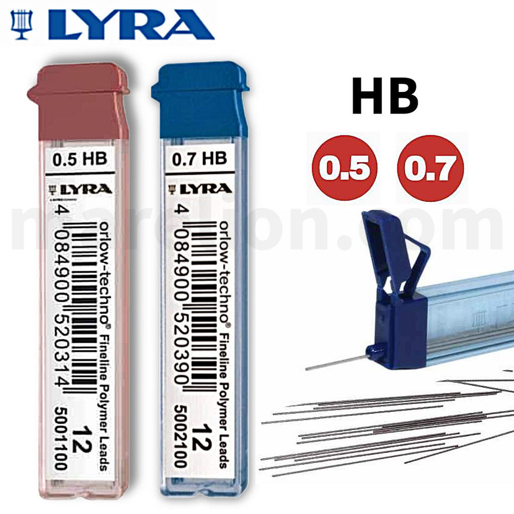Lyra Mechanical Pencil Leads 0.5mm & 0.7mm HB 12pcs - Μύτες Μολυβόπεννας - Μηχανικό μολύβι