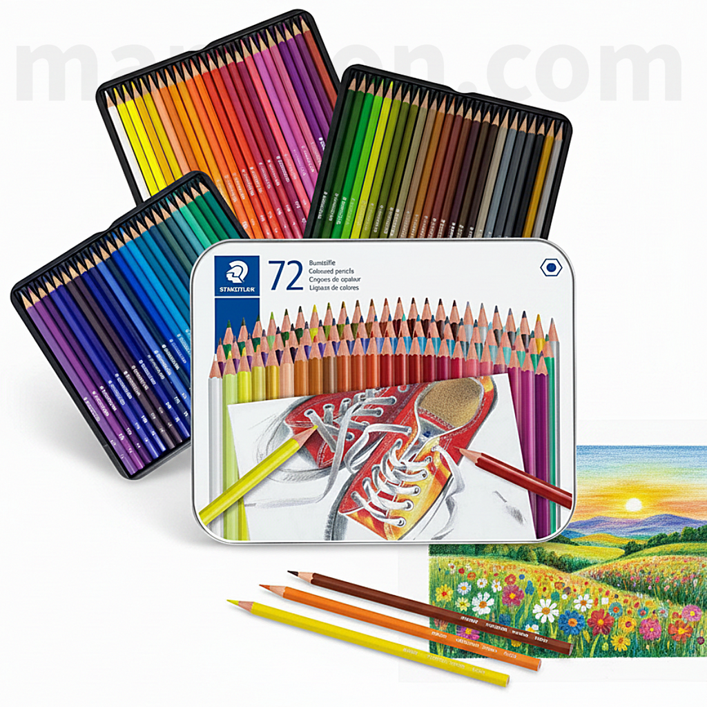 Staedtler Hexagonal Coloured Pencils 72pcs Metal Tin - Coloured Pencils in Metal Tin