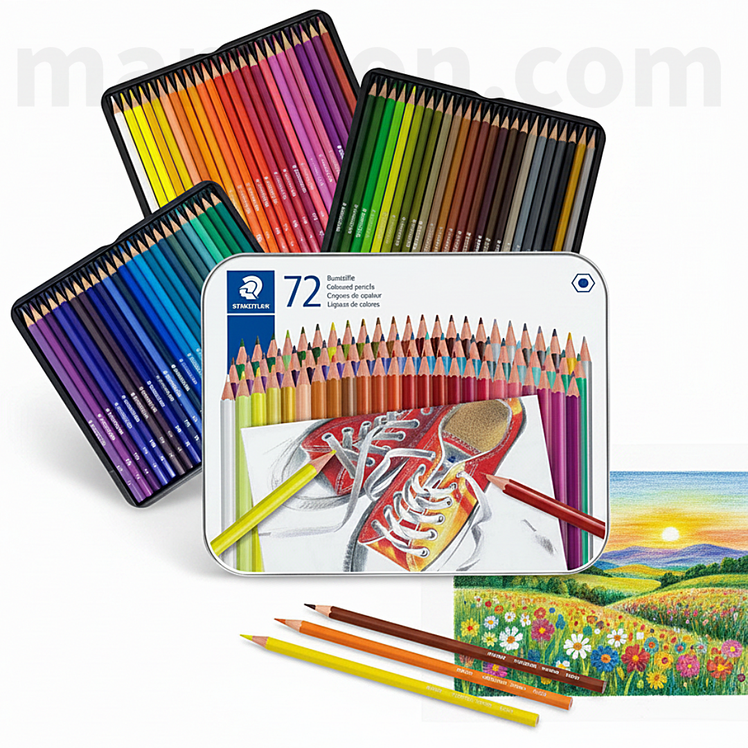 Staedtler Hexagonal Coloured Pencils 72pcs Metal Tin - Χρωματιστά Μολύβια Ζωγραφικής σε Μεταλλικό Κουτί