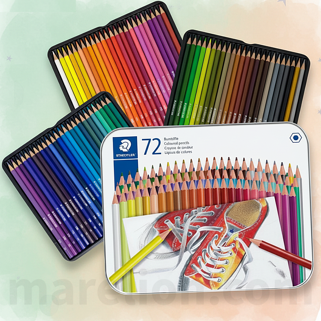 Staedtler Hexagonal Coloured Pencils 72pcs Metal Tin - Coloured Pencils in Metal Tin