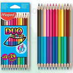 Maped Duo Color Peps colored pencils with packaging on a light green background