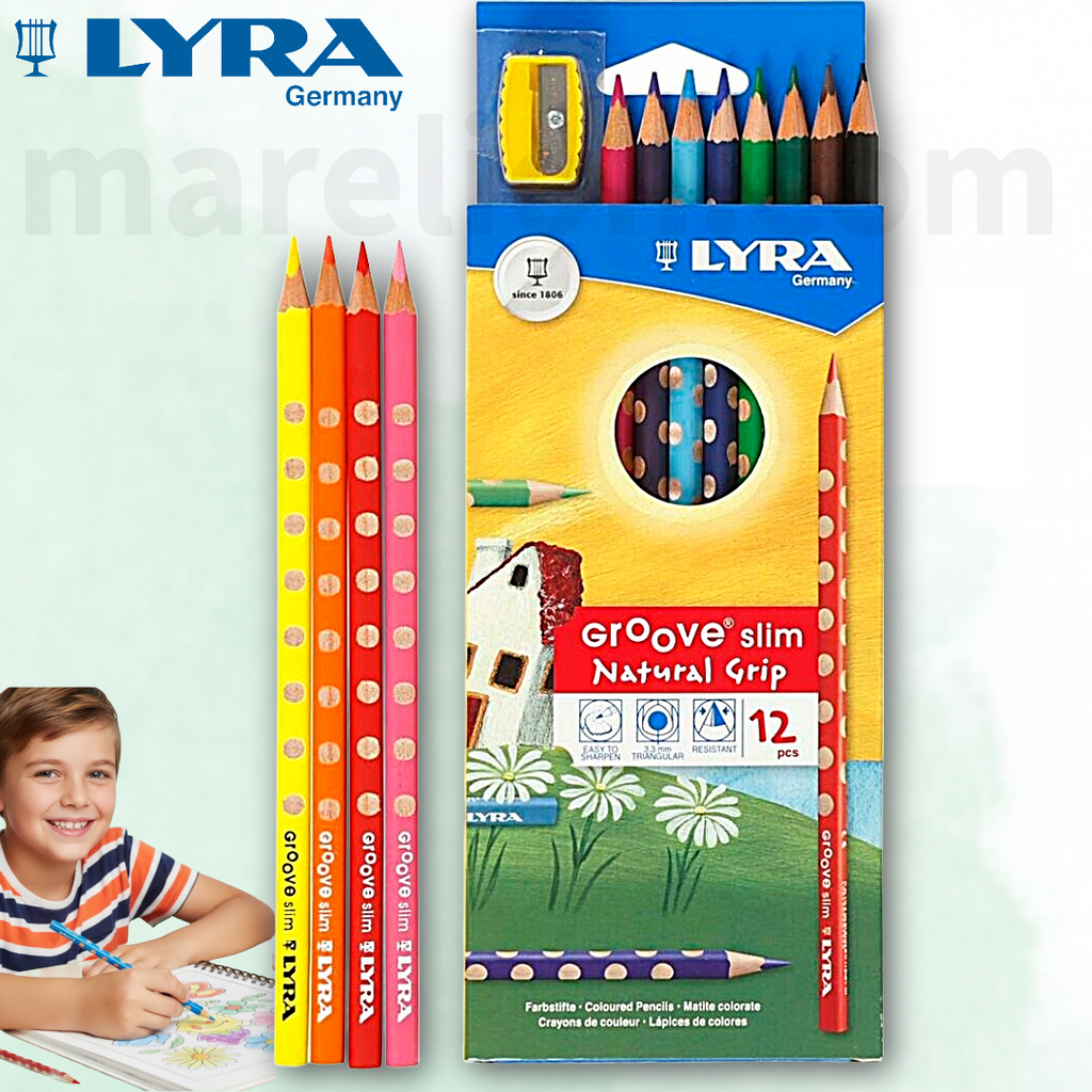 Lyra Groove Slim Coloured Pencils 12pcs - Εργονομικά Χρωματιστά Μολύβια