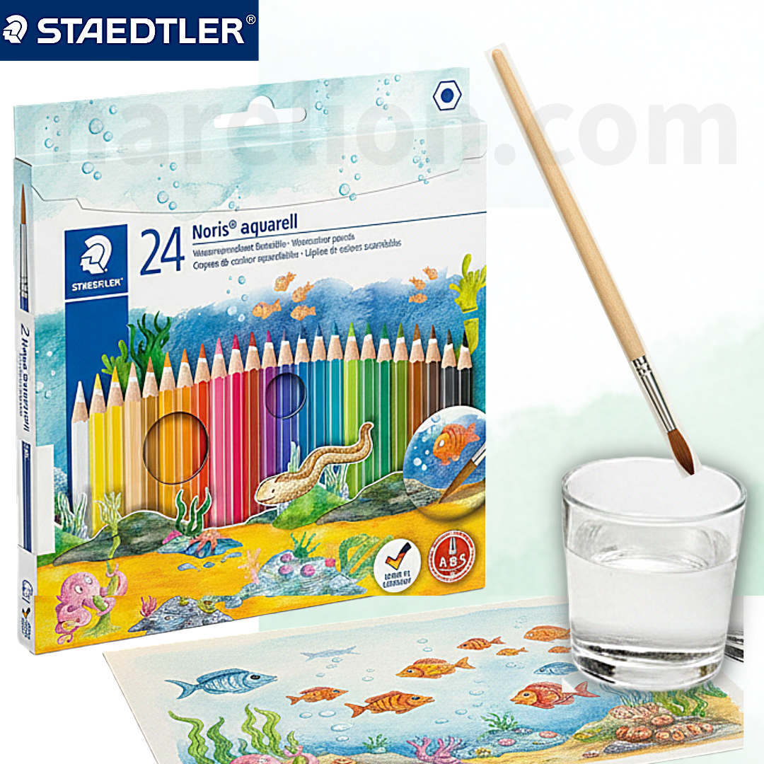 Staedtler Noris Aquarell Watercolour Pencils 24pcs with Brush - Υδατογραφία Μολύβια με Πινέλο