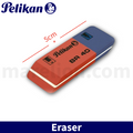Pelikan eraser with dimensions on a white background