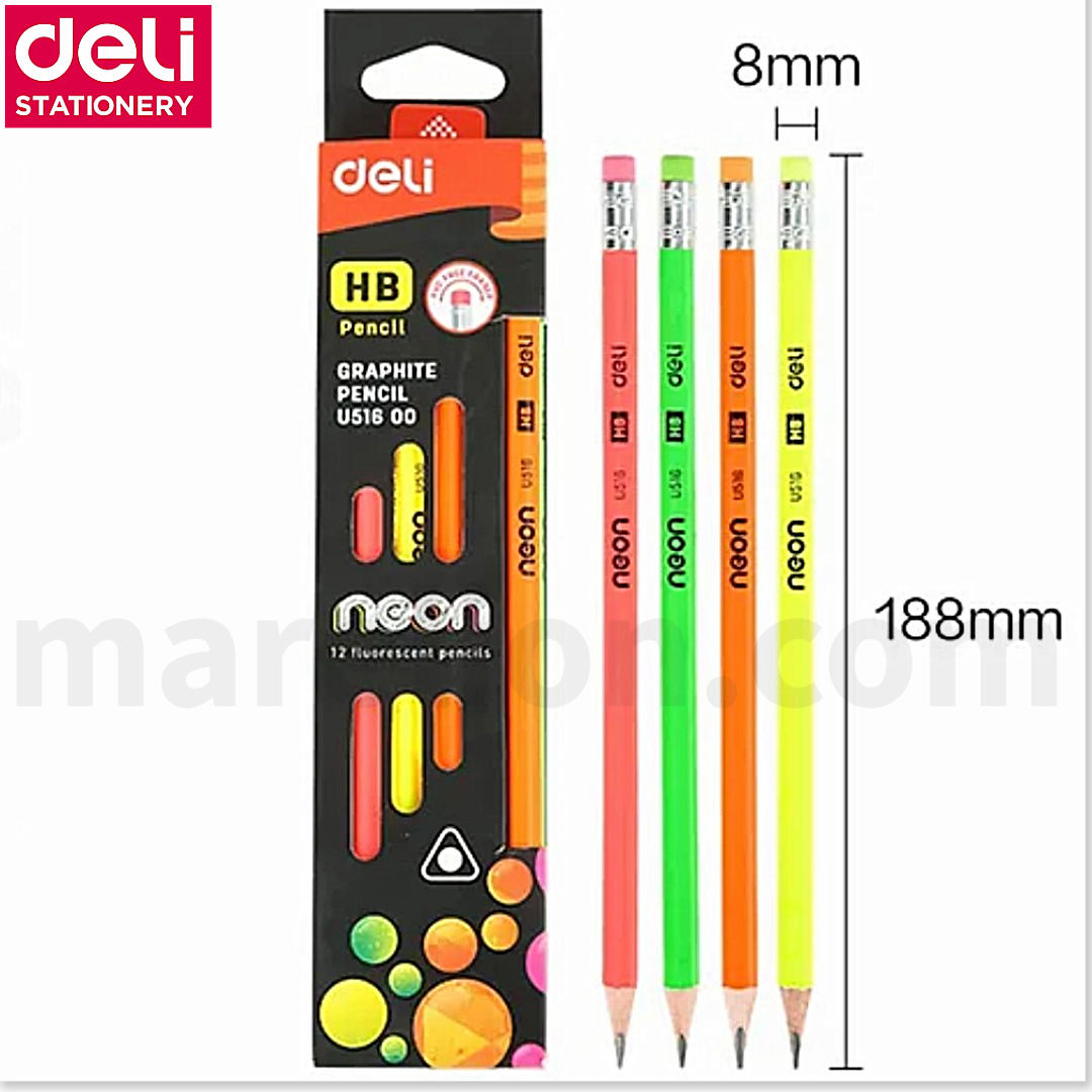 Deli Graphite Pencil HB with Eraser, Pack of 12 - Μολύβι Γραφής - ΧΟΝΔΡΙΚΗ ΠΩΛΗΣΗ